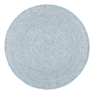 Safavieh Braided 5'-0&quot x 5'-0&quot Wool and Cotton Hand Woven Rug in Turquoise