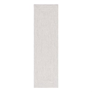 Safavieh Braided 2'-3&quot x 16'-0&quot Hand Woven Rug in Ivory / Light Gray