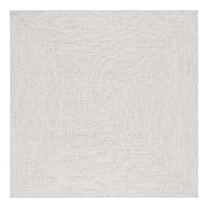 Safavieh Braided 4'-0&quot x 4'-0&quot Hand Woven Rug in Ivory / Light Gray