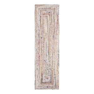 Safavieh Braided 2'-3&quot x 10'-0&quot Cotton Hand Woven Rug in Ivory / Multi-Color