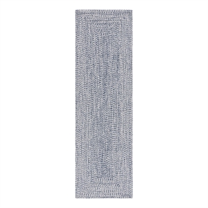Safavieh Braided 2'-3&quot x 16'-0&quot Hand Woven Rug in Navy / Ivory