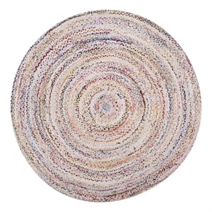 Safavieh Braided 3'-0&quot x 3'-0&quot Cotton Hand Woven Rug in Ivory / Multi-Color