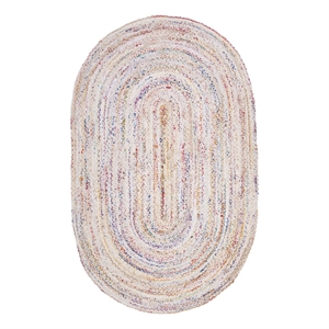 Safavieh Braided 5'-0&quot x 8'-0&quot Cotton Hand Woven Rug in Ivory / Multi-Color