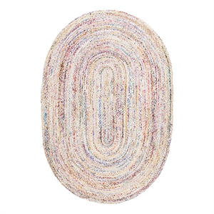 Safavieh Braided 6'-0&quot x 9'-0&quot Cotton Hand Woven Rug in Ivory / Multi-Color