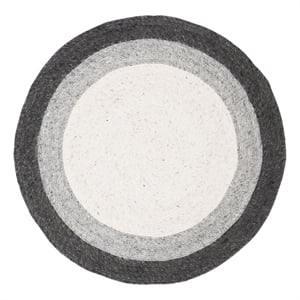 Safavieh Braided 3'-0&quot x 3'-0&quot Wool and Cotton Hand Woven Rug in Gray / Ivory