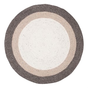 Safavieh Braided 4'-0&quot x 4'-0&quot Wool and Cotton Hand Woven Rug in Charcoal /Ivory