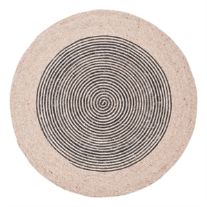 Safavieh Braided 4'-0&quot x 4'-0&quot Wool and Cotton Hand Woven Rug in Beige / Black