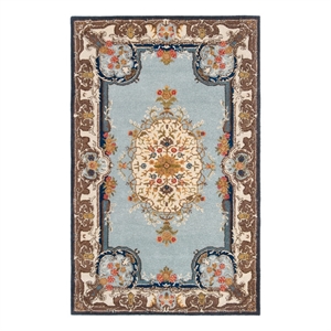 Safavieh Bergama 4'-0&quot x 6'-0&quot Wool Hand Tufted Rug in Light Blue / Ivory