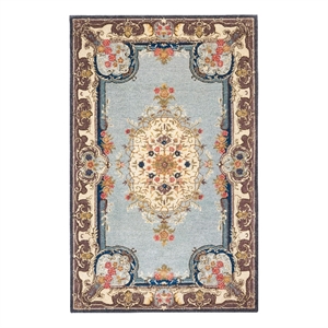 Safavieh Bergama 4'-0&quot x 4'-0&quot Wool Hand Tufted Rug in Light Blue / Ivory