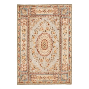 Safavieh Bergama 4'-0&quot x 6'-0&quot Wool Hand Tufted Rug in Light Blue / Ivory