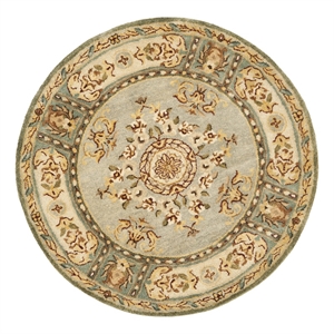 Safavieh Bergama 4'-0&quot x 4'-0&quot Wool Hand Tufted Rug in Light Blue / Ivory
