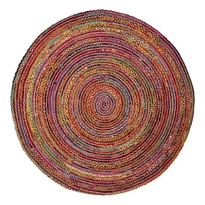 Safavieh Cape Cod 4'-0&quot x 4'-0&quot Jute and Cotton Hand Woven Rug inRed/Multi-Color