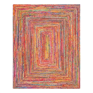 Safavieh Cape Cod 6'-0&quot x 9'-0&quot Jute and Cotton Hand Woven Rug inRed/Multi-Color