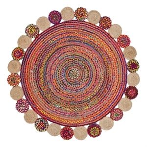 Safavieh Cape Cod 3'-0&quot x 3'-0&quot Cotton and Jute Hand Woven Rug inRed/Multi-Color
