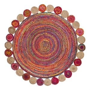 Safavieh Cape Cod 7'-0&quot x 7'-0&quot Cotton and Jute Hand Woven Rug inRed/Multi-Color