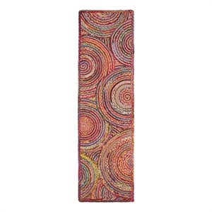 Safavieh Cape Cod 2'-3&quot x 8'-0&quot Jute and Cotton Hand Woven Rug inRed/Multi-Color