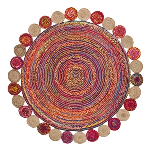 Safavieh Cape Cod 8'-0&quot x 8'-0&quot Cotton and Jute Hand Woven Rug inRed/Multi-Color