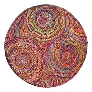 Safavieh Cape Cod 5'-0&quot x 5'-0&quot Jute and Cotton Hand Woven Rug inRed/Multi-Color