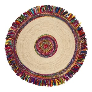 Safavieh Cape Cod 6'-0&quot x 6'-0&quot Jute and Cotton Hand Woven Rug in Ivory / Red