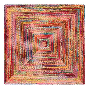 Safavieh Cape Cod 3'-0&quot x 3'-0&quot Jute and Cotton Hand Woven Rug inRed/Multi-Color