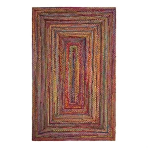 Safavieh Cape Cod 4'-0&quot x 6'-0&quot Jute and Cotton Hand Woven Rug inRed/Multi-Color
