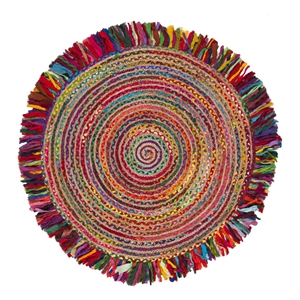 Safavieh Cape Cod 4'-0&quot x 4'-0&quot Cotton and Jute Hand Woven Rug in Ivory / Red