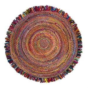 Safavieh Cape Cod 5'-0&quot x 5'-0&quot Cotton and Jute Hand Woven Rug in Ivory / Red