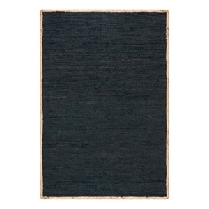 Safavieh Cape Cod 3'-0&quot x 5'-0&quotLeather and Jute Hand Woven Rug in Black/Natural