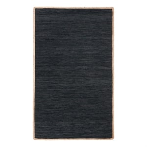 Safavieh Cape Cod 5'-0&quot x 8'-0&quotLeather and Jute Hand Woven Rug in Black/Natural