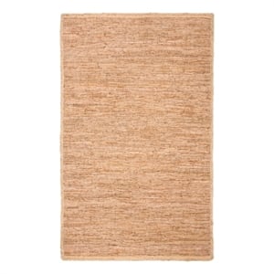 Safavieh Cape Cod 4'-0&quot x 6'-0&quotLeather and Jute Hand Woven Rug in Camel/Natural