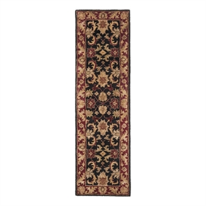 Safavieh Classic 2'-3&quot x 12'-0&quot Wool Hand Tufted Rug in Black / Burgundy