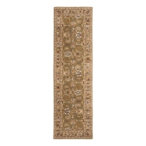 Safavieh Classic 2'-3&quot x 12'-0&quot Wool Hand Tufted Rug in Olive / Camel