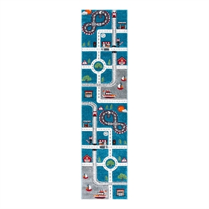 Safavieh Carousel Kids 100 2'-3&quot x 10'-0&quot Power Loomed Rug in Turquoise / Ivory