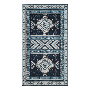 Safavieh Classic Vintage 3'-0&quot x 5'-0&quot Cotton Power Loomed Rug inNavy/Light Blue