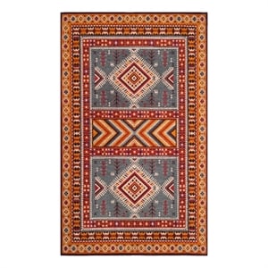 Safavieh Classic Vintage 5'-0&quot x 8'-0&quot Cotton Power Loomed Rug in Slate /Mustard