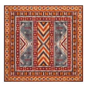 Safavieh Classic Vintage 6'-0&quot x 6'-0&quot Cotton Power Loomed Rug in Slate /Mustard