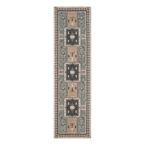 Safavieh Classic Vintage 2'-3&quot x 8'-0&quot Cotton Power Loomed Rug in Slate/Beige