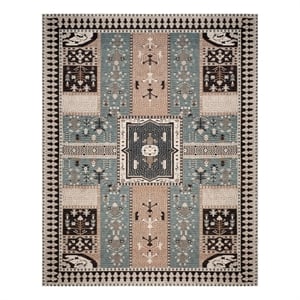 Safavieh Classic Vintage 6'-7&quot x 9'-2&quot Cotton Power Loomed Rug in Slate/Beige