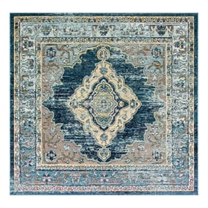 Safavieh Crystal 7'-0&quot x 7'-0&quot Power Loomed Rug in Blue / Yellow