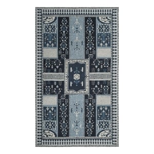 Safavieh Classic Vintage 4'-0&quot x 6'-0&quotCotton Power Loomed Rug in Navy/Light Blue