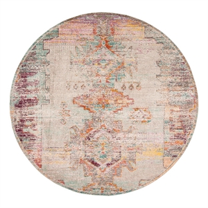 Safavieh Crystal 5'-0&quot x 5'-0&quot Power Loomed Rug in Light Gray / Purple