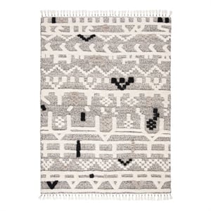 Safavieh Casablanca 8'-0&quot x 10'-0&quot Wool Hand Knotted Rug in Ivory / Black