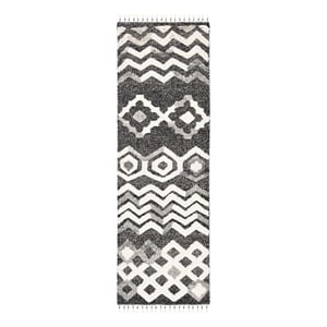 Safavieh Casablanca 2'-3&quot x 8'-0&quot Wool Hand Knotted Rug in Black / Gray