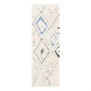 Safavieh Casablanca Shag 2'-3&quot x 8'-0&quot Wool Hand Tufted Rug in Ivory / Charcoal