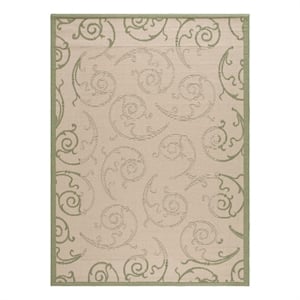 Safavieh Courtyard 9'-0&quot x 12'-0&quot Polyester Power Loomed Rug in Natural / Olive