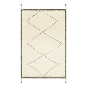 Safavieh Casablanca 5'-0&quot x 8'-0&quot Wool Hand Knotted Rug in Ivory / Charcoal