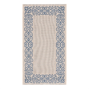 Safavieh Courtyard 2'-0&quot x 3'-7&quot Polyester Power Loomed Rug in Natural / Blue