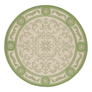 Safavieh Courtyard 6'-7&quot x 6'-7&quot Polyester Power Loomed Rug in Natural / Olive