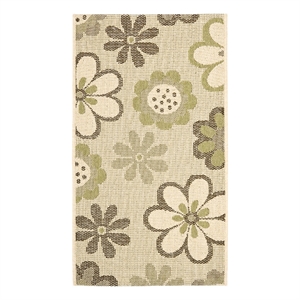 Safavieh Courtyard2'-0&quot x 3'-7&quotPolyester Power Loomed Rug in Natural/Brown/Olive