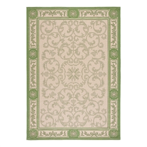 Safavieh Courtyard 8'-0&quot x 11'-0&quot Polyester Power Loomed Rug in Natural / Olive